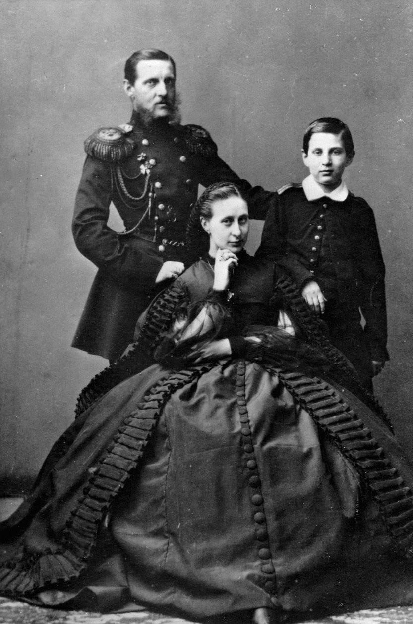 Wielki Książę Konstantin Nikołajewicz Rosji z żoną i jednym z synów, 1860 autorstwa Unbekannt