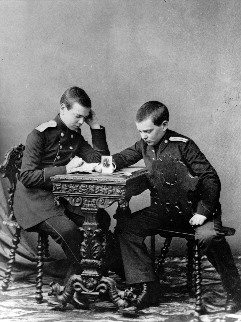 Wielcy książęta Aleksander Aleksandrowicz i Władimir Aleksandrowicz z Rosji, c1859-c1861 autorstwa Unbekannt