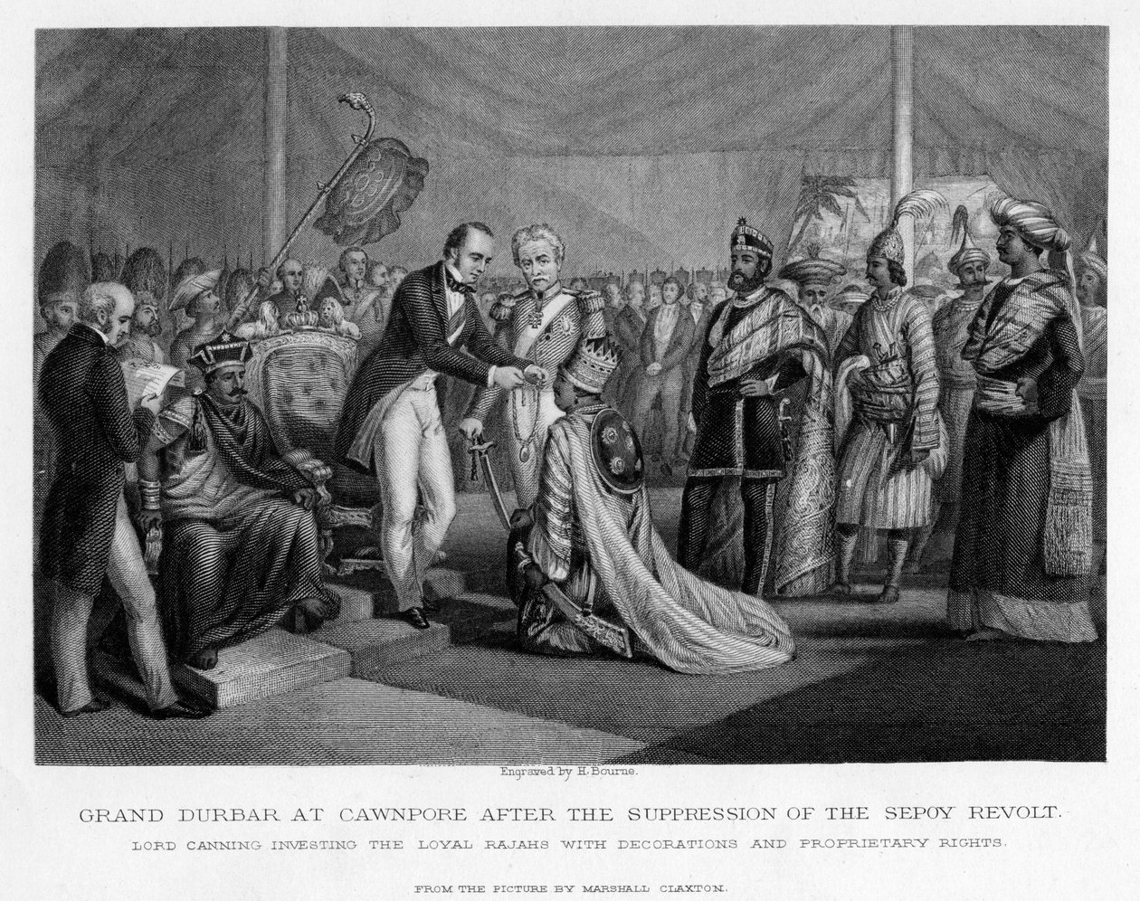 Grand Durbar w Cawnpore po stłumieniu buntu Sipajów, ok. XIX w. autorstwa Unbekannt