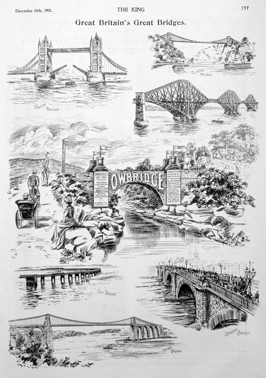Greatest Bridges w Wielkiej Brytanii, reklama Owbridge Lung Tonic, 1901 autorstwa Unbekannt