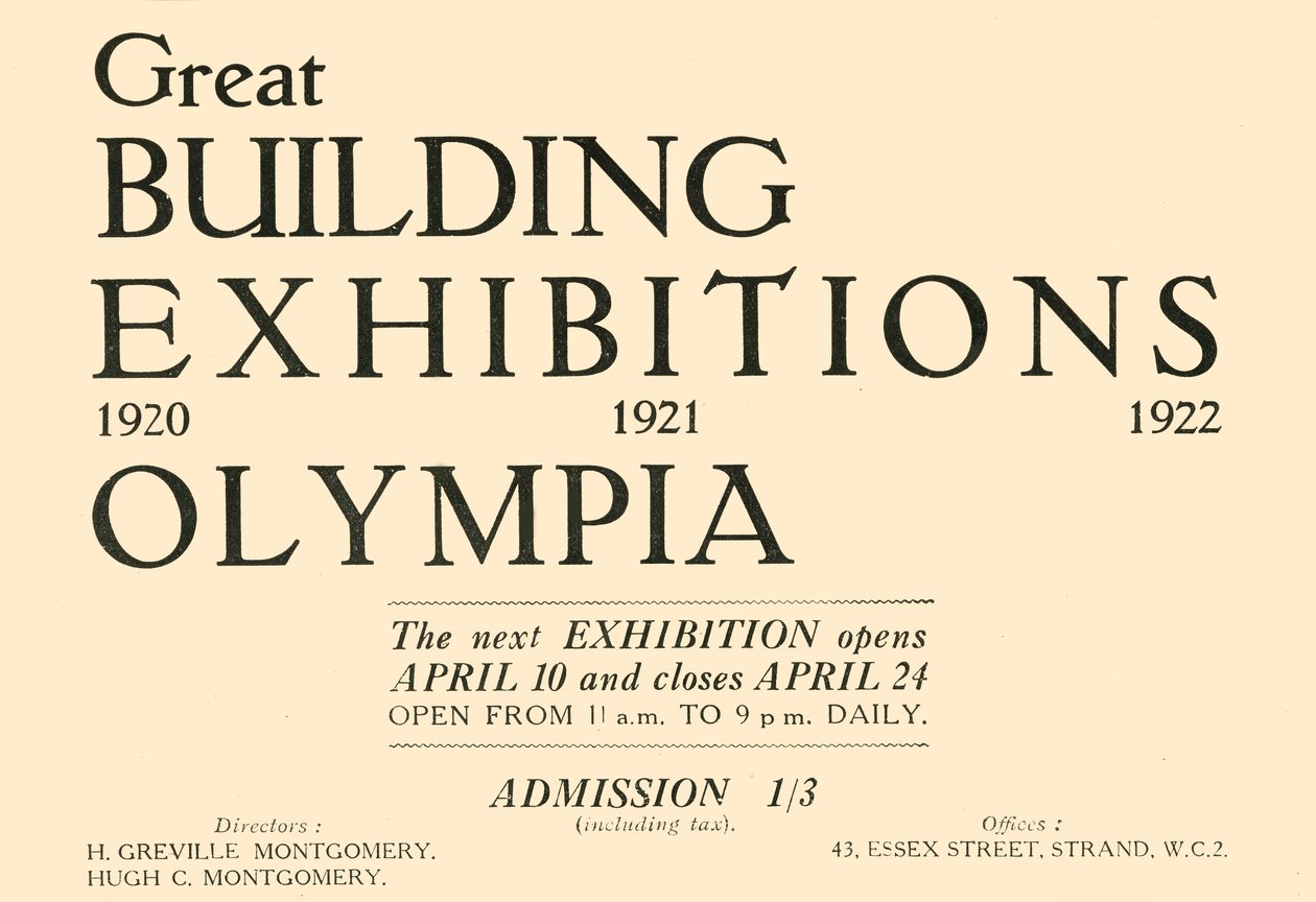 Wystawa Wielkich Budynków - Olimpia, 1920. autorstwa Unbekannt