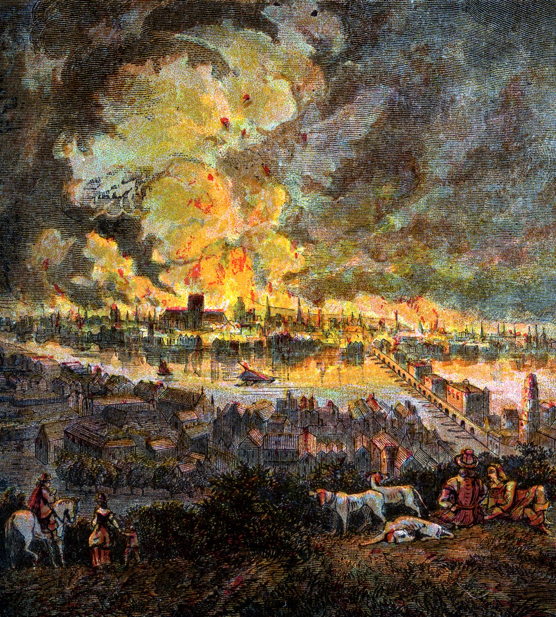 Wielki pożar Londynu, 1666, c1850 autorstwa Unbekannt