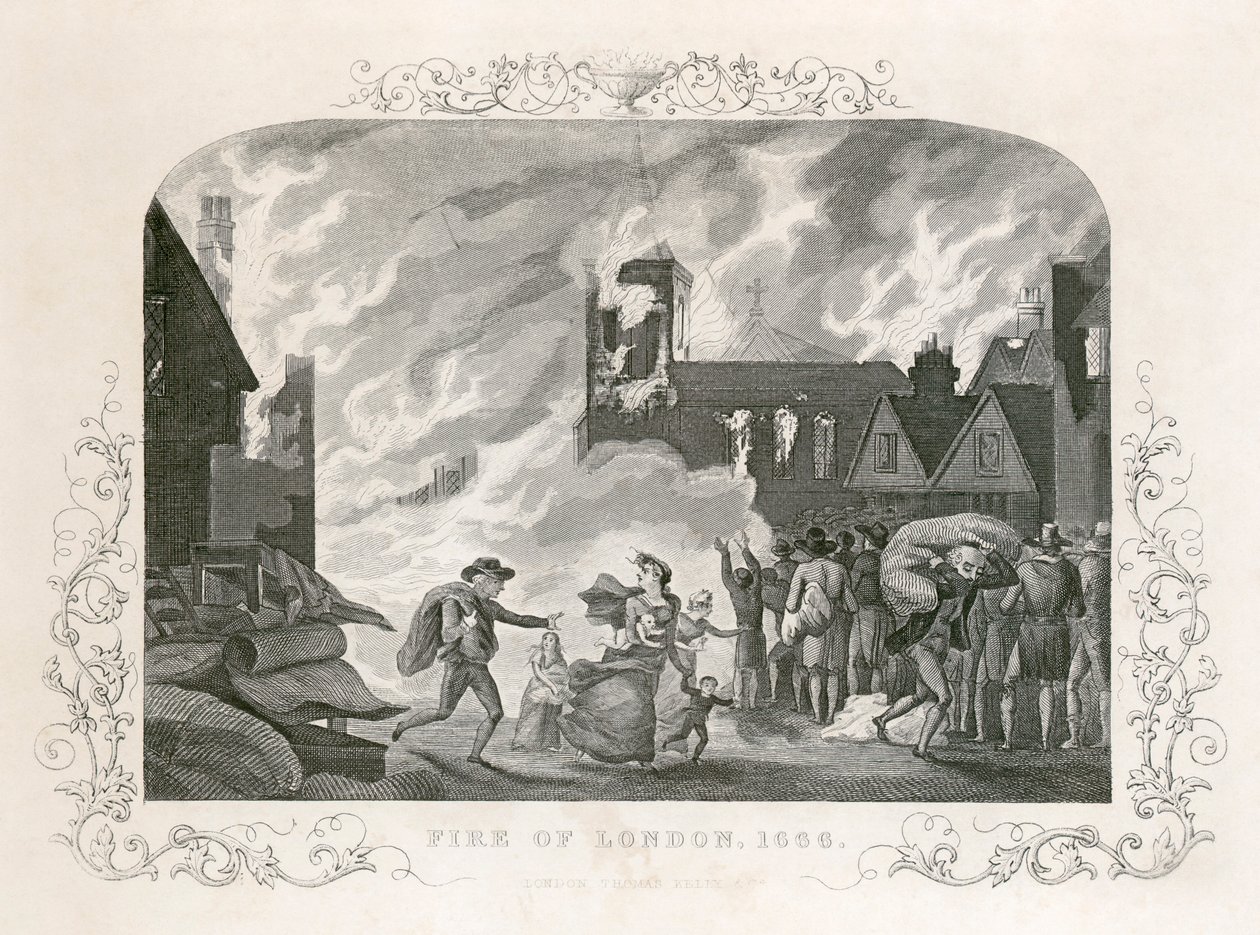 Wielki pożar Londynu, 1666 c19 wieku autorstwa Unbekannt