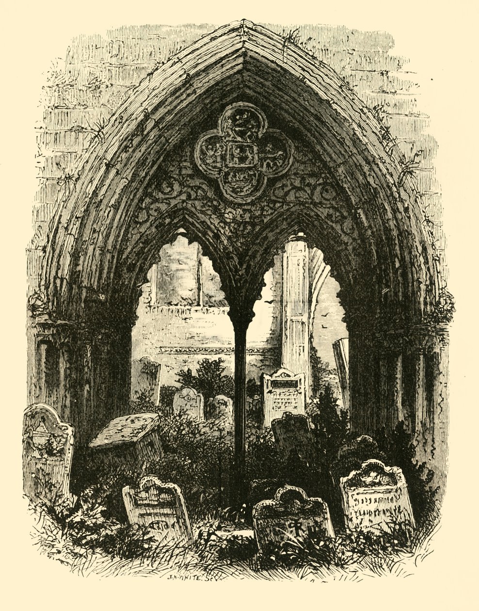 Wielki portal, opactwo Crowland, 1890. autorstwa Unbekannt