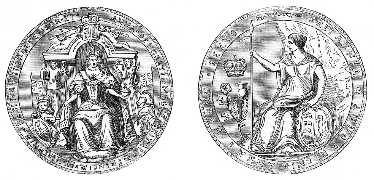 Wielka Pieczęć Królowej Anny, po unii Anglii i Szkocji, 1707, XIX w. autorstwa Unbekannt