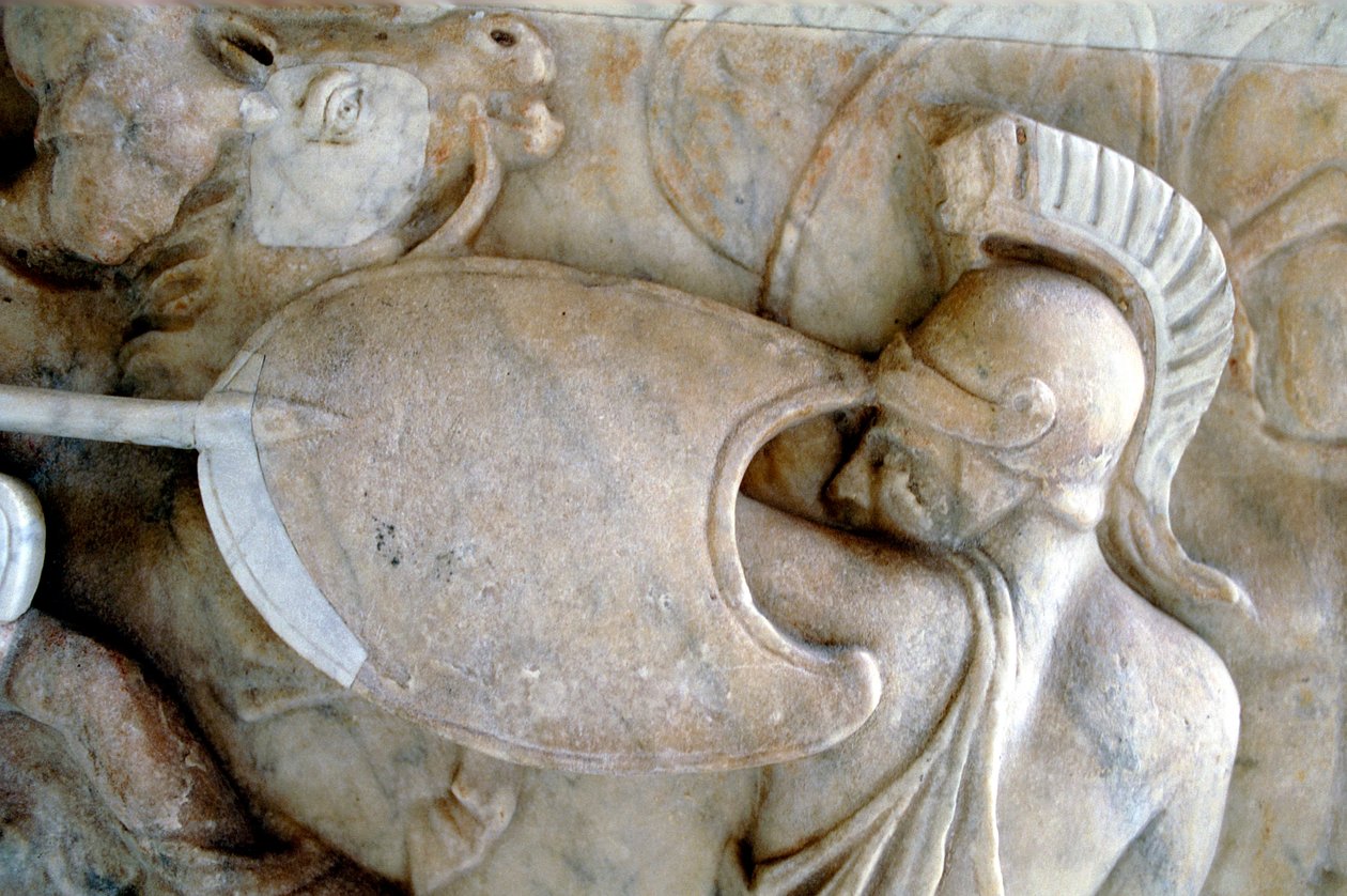 Greccy Hoplici w walce z Amazonkami 30BC-200AD autorstwa Unbekannt