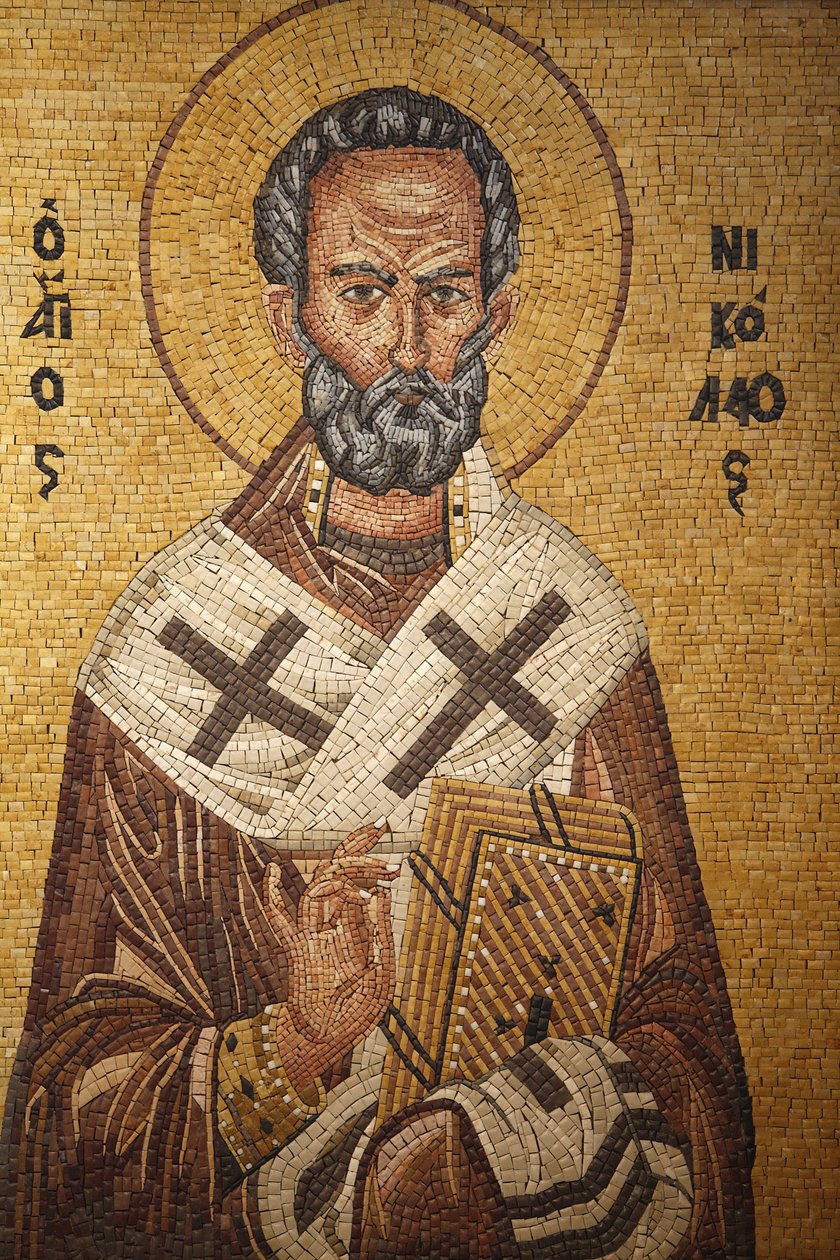 Grecka ikona prawosławna przedstawiająca św. Mikołaja w cerkwi św. Jerzego, Madaba, Madaba, Jordanie autorstwa Unbekannt