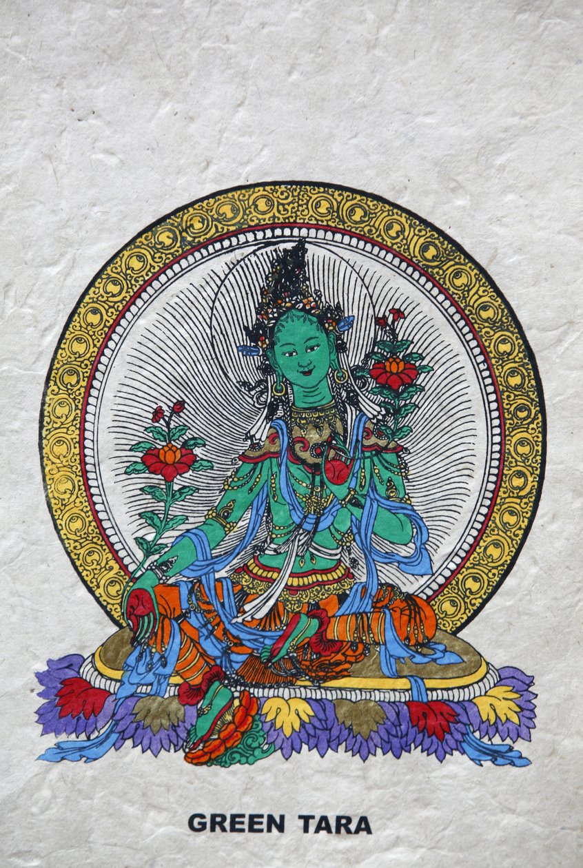 Zielona Tara, buddyjski symbol dobrobytu. Klasztor Kopan, Bhaktapur, Nepal autorstwa Unbekannt