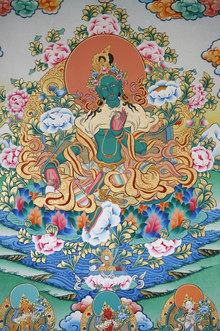 Zielona Tara, symbol dobrobytu. Klasztor Kopan, Katmandu, Nepal autorstwa Unbekannt
