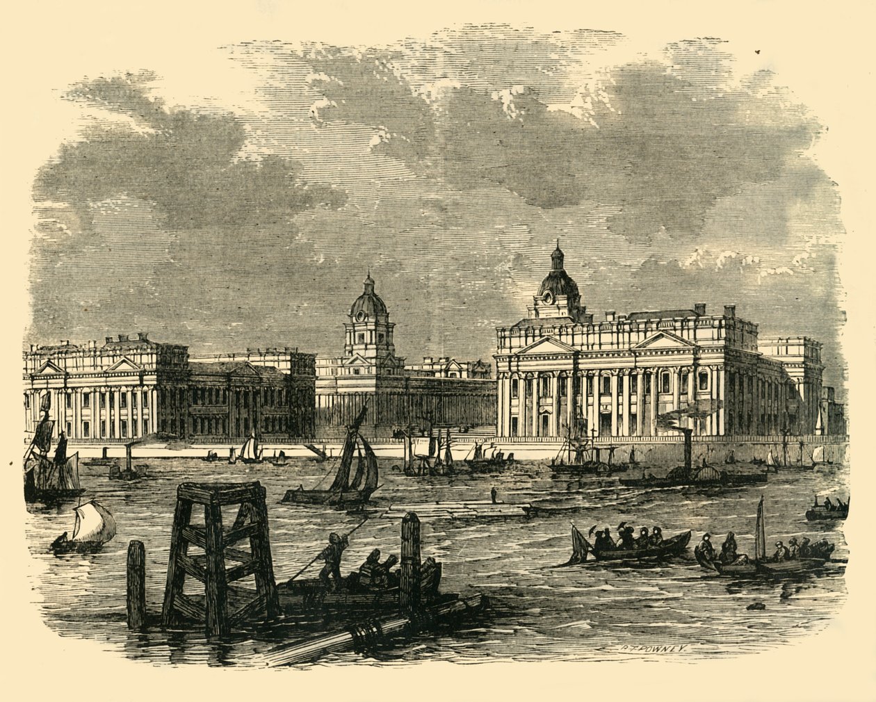 Szpital Greenwich, od rzeki, ok. 1878 r. autorstwa Unbekannt