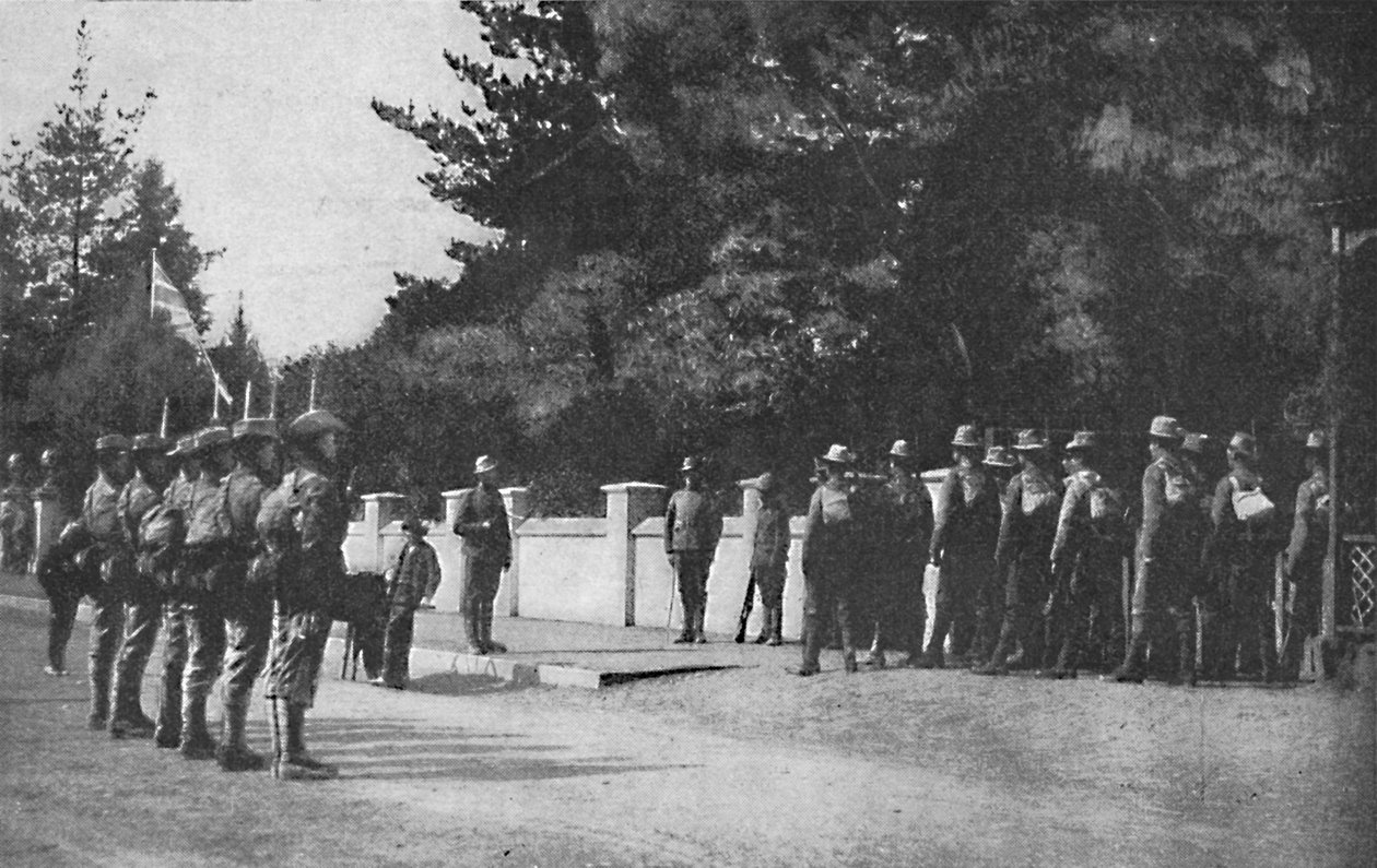Grenadier Guards z nowymi kapeluszami odciążającymi straże w kwaterze głównej Lorda Robertsa, Pretoria, 1 autorstwa Unbekannt