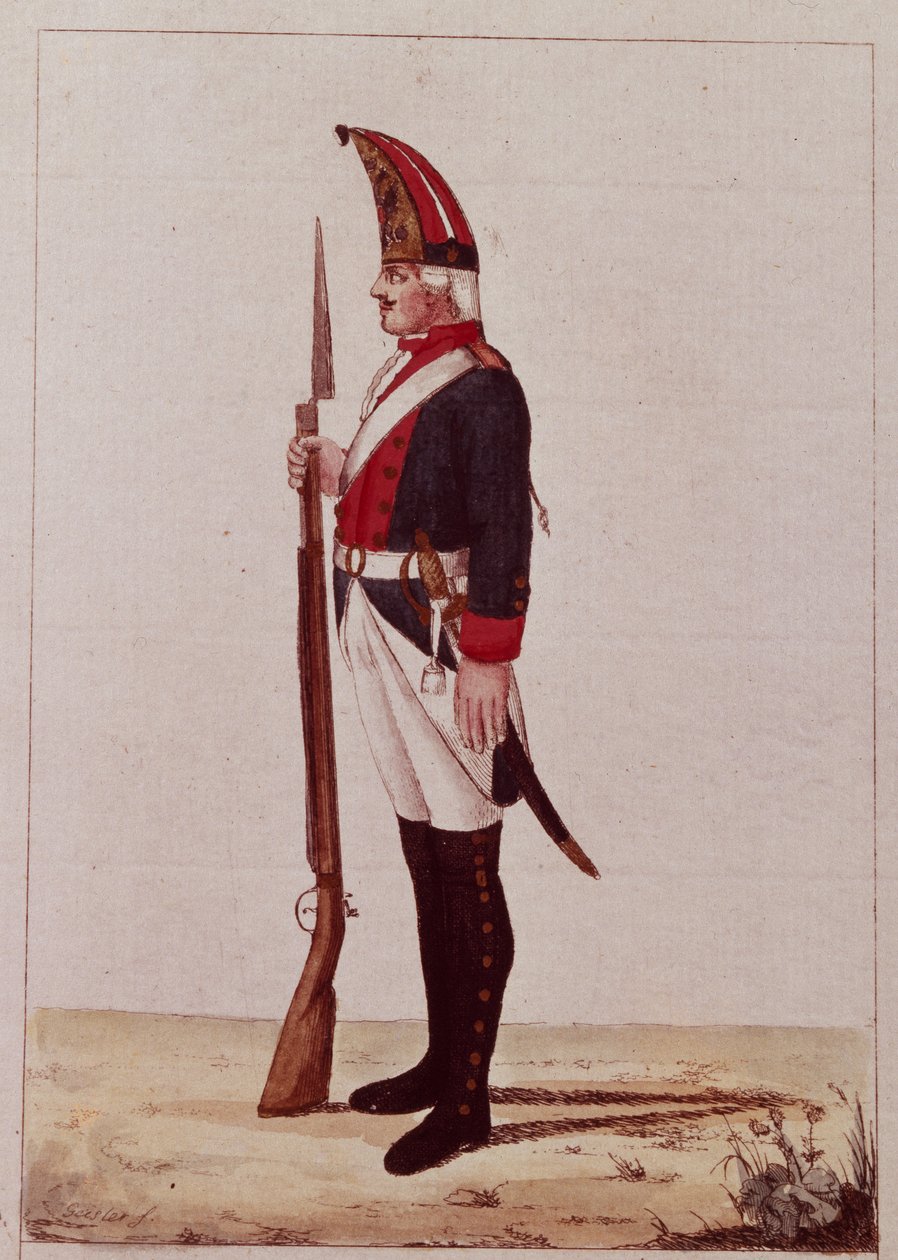 Grenadier Pierwszego Batalionu Morskiego, 1786 autorstwa Unbekannt