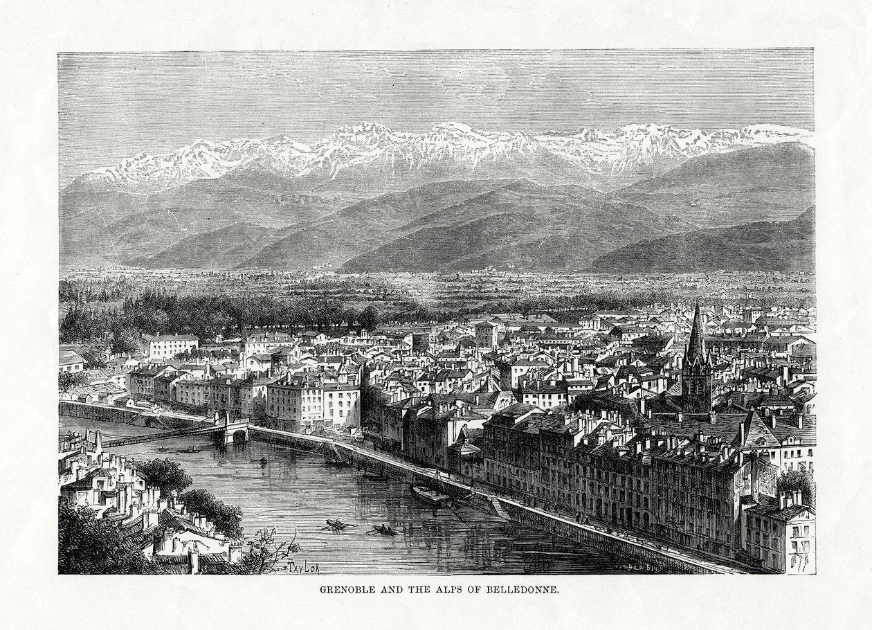 Grenoble i Alpy Belledonne, Francja, 1879 autorstwa Unbekannt