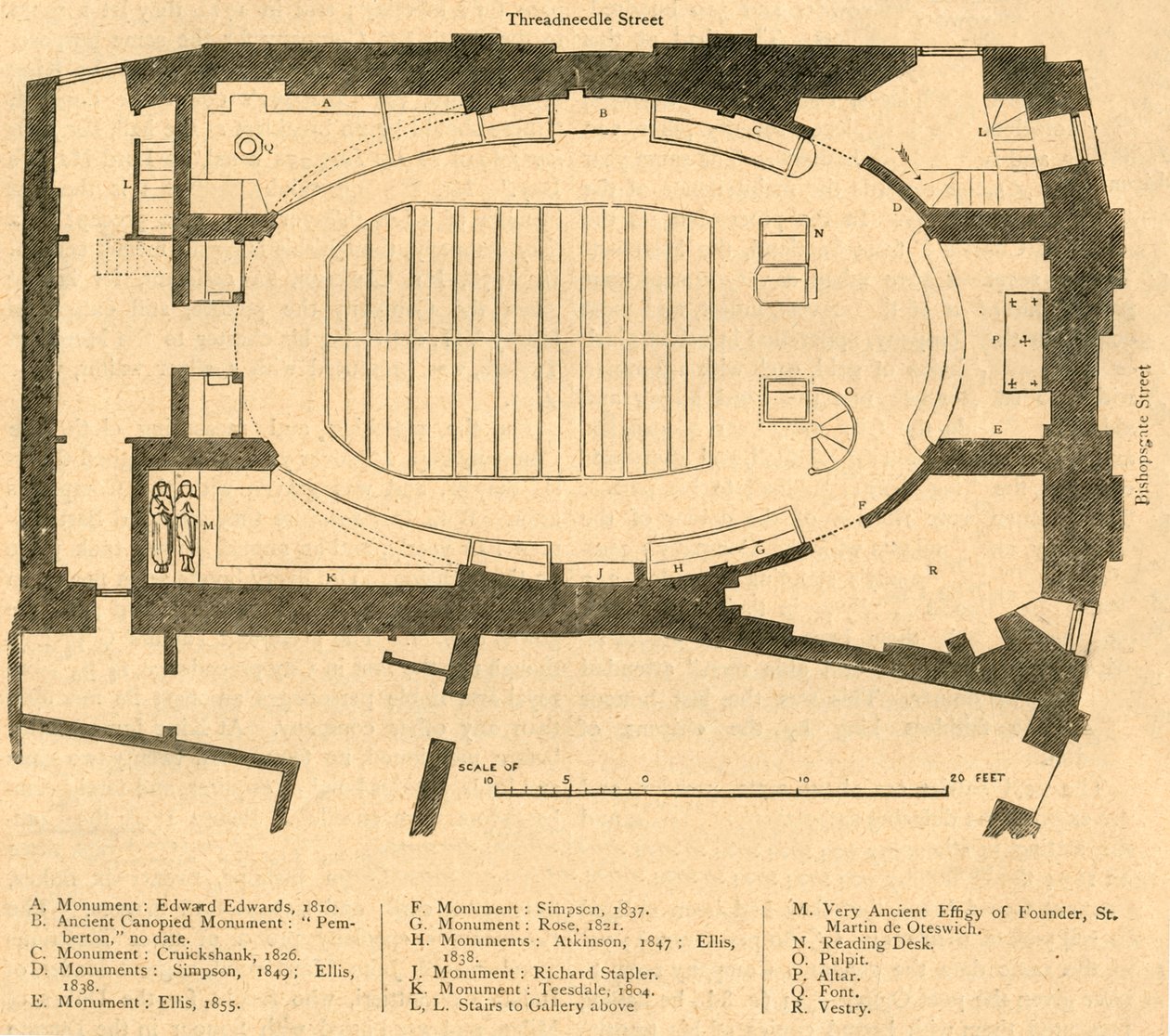 Plan parteru współczesnego kościoła św. Marcina Outwich, zburzony 1874, 1897. autorstwa Unbekannt