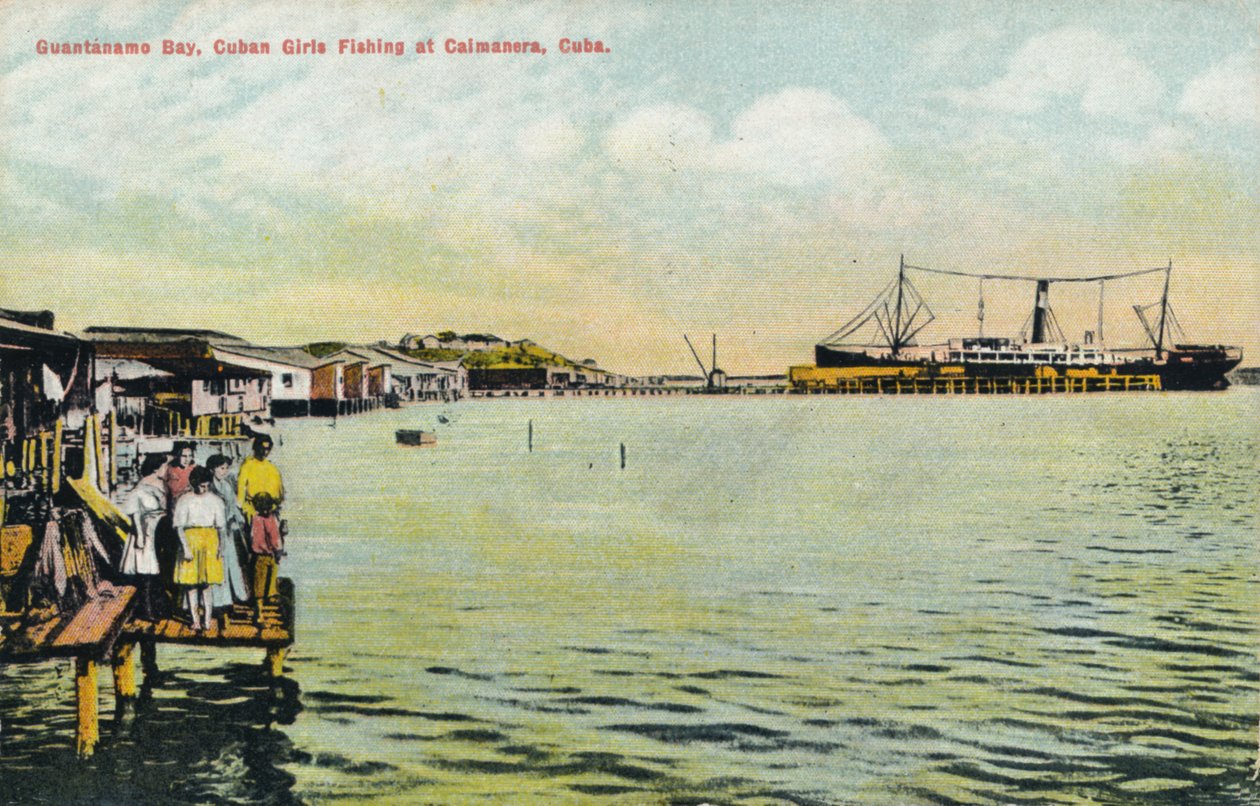 Zatoka Guantanamo, kubańskie dziewczyny łowiące ryby w Caimanera, Kuba, c1910 autorstwa Unbekannt