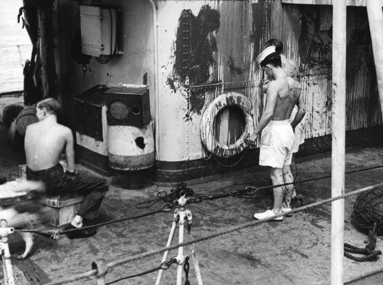 HMS Amethyst, po akcji na Jangcy, 20 kwietnia 1949 autorstwa Unbekannt