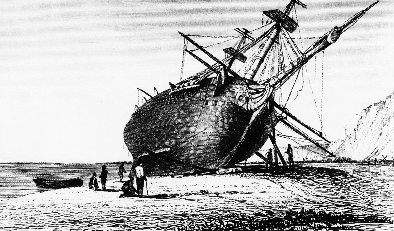 HMS Beagle wylądował, Rio Santa Cruz, Patagonia, Ameryka Południowa, 1834 1839 autorstwa Unbekannt
