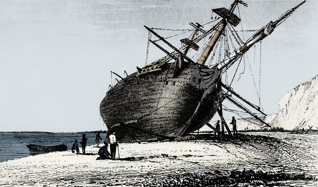 HMS Beagle wylądował, Rio Santa Cruz, Patagonia, Ameryka Południowa, 1834 1839 autorstwa Unbekannt