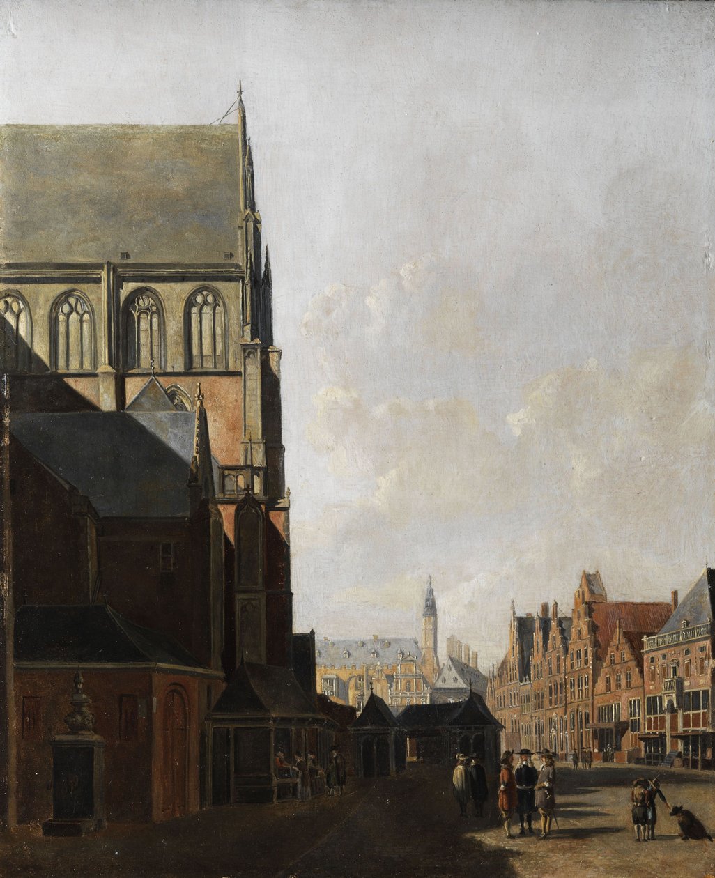 Haarlem, widok na miasto (kościół miejski i rynek) autorstwa Unbekannt