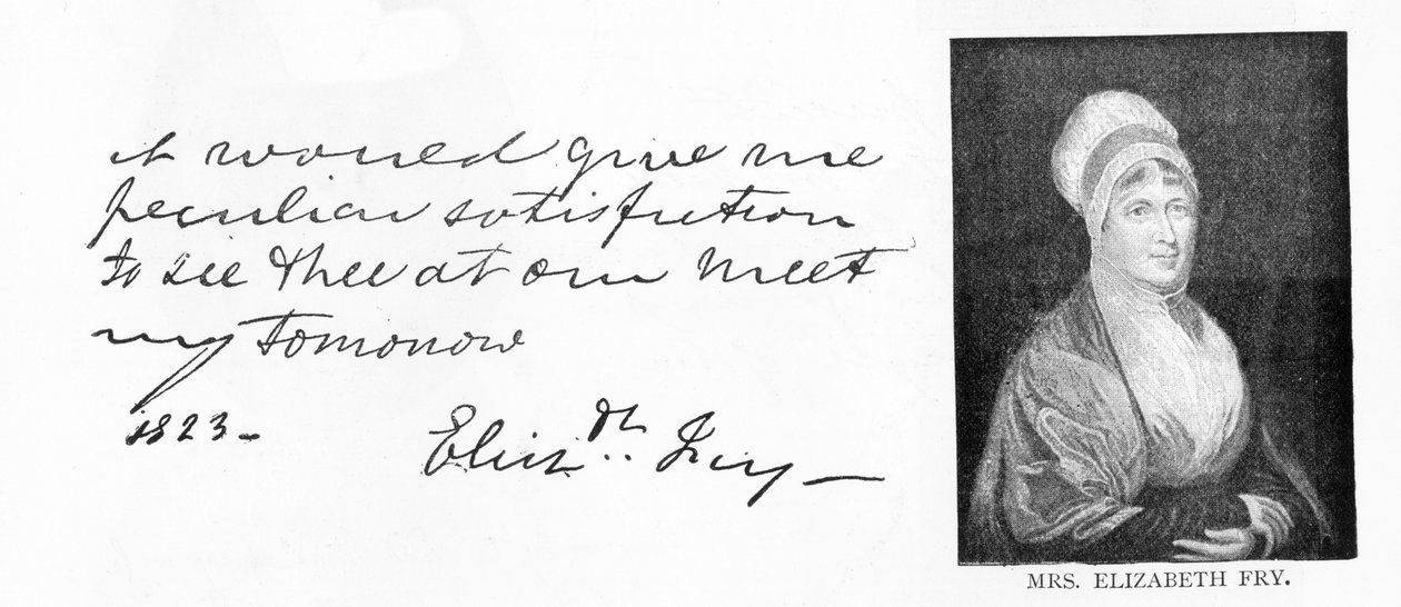 Pismo i podpis Elizabeth Fry autorstwa Unbekannt