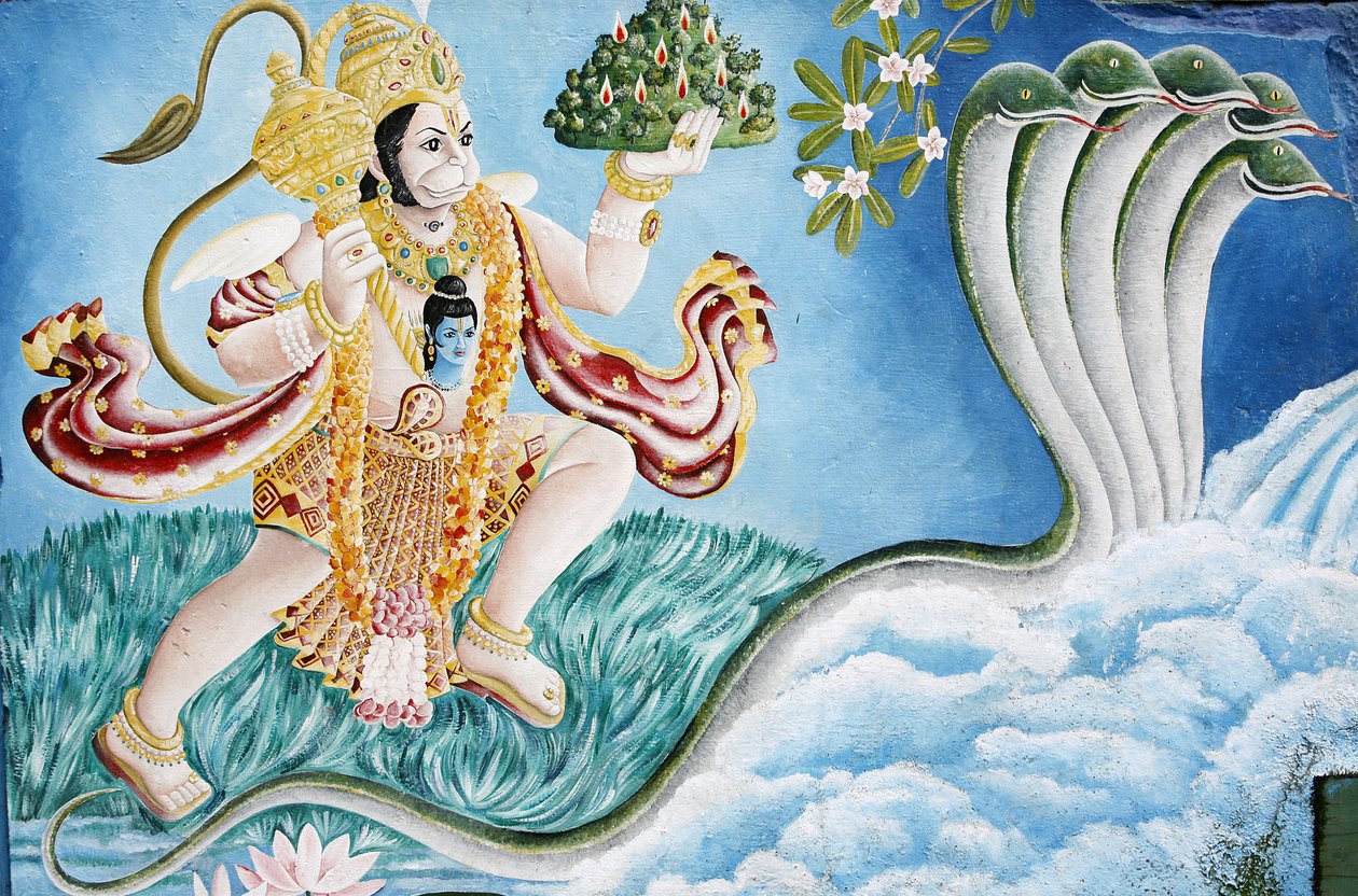 Bóg małp Hanumana. Pashupatinah, Katmandu, Nepal autorstwa Unbekannt