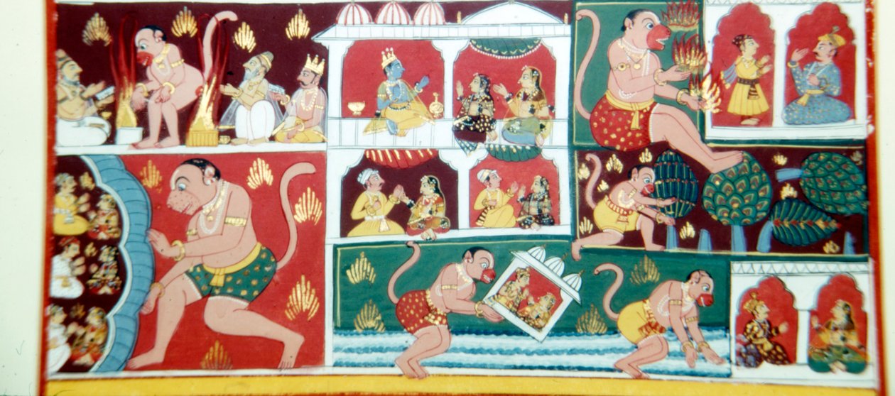 Hanuman, Małpa-Demon, powodujący zgorszenie wśród ludzi, ok. 1730 r. autorstwa Unbekannt