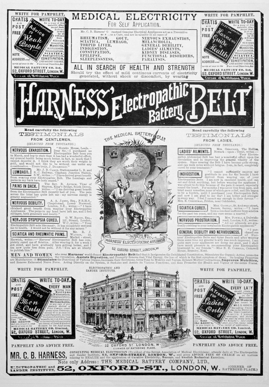 Reklama uprzęży elektropatycznej pasa akumulatora, 1893 autorstwa Unbekannt