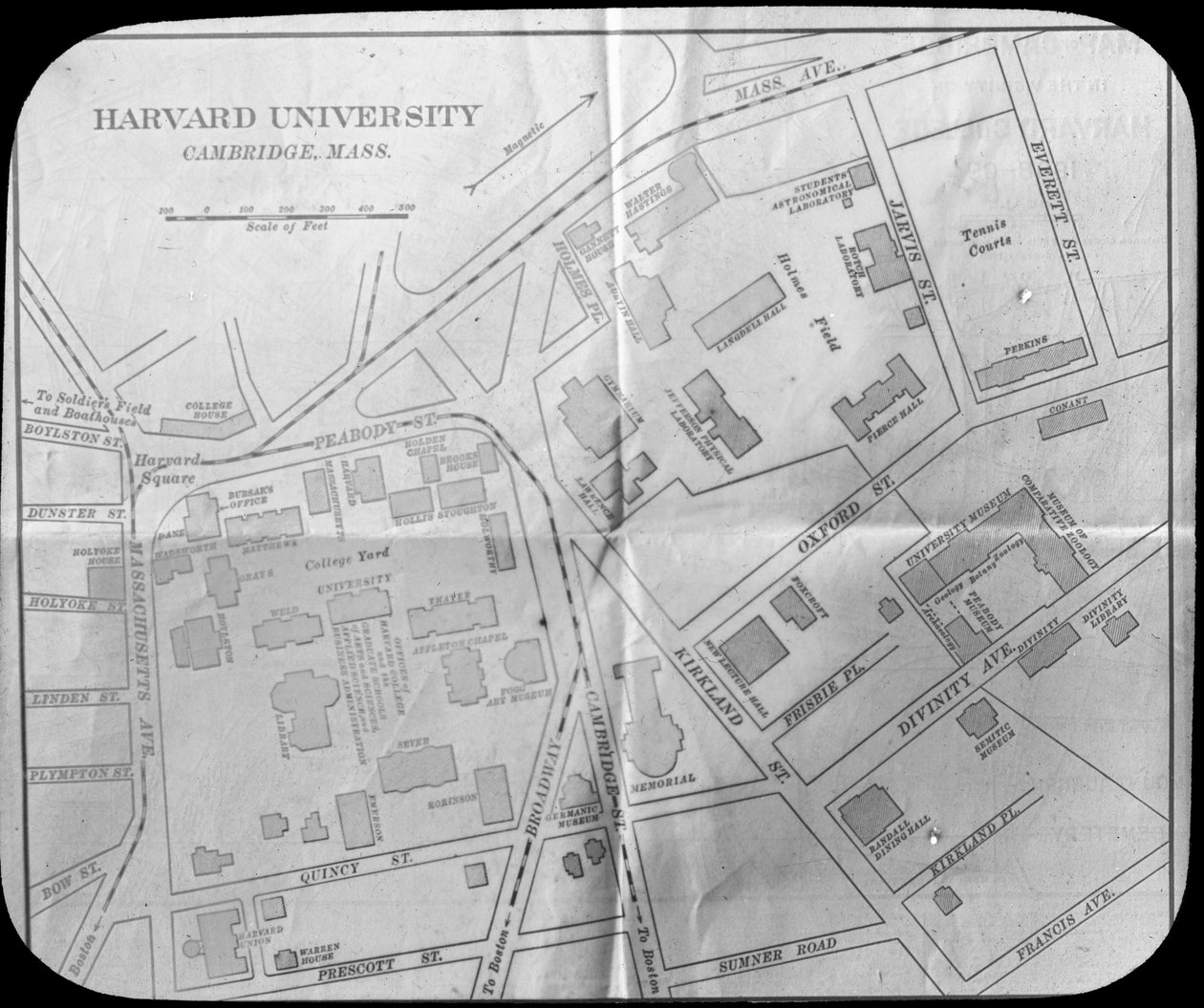 Mapa kampusu Uniwersytetu Harvarda, Cambridge, Massachusetts, USA, koniec XIX lub początek XX wieku autorstwa Unbekannt