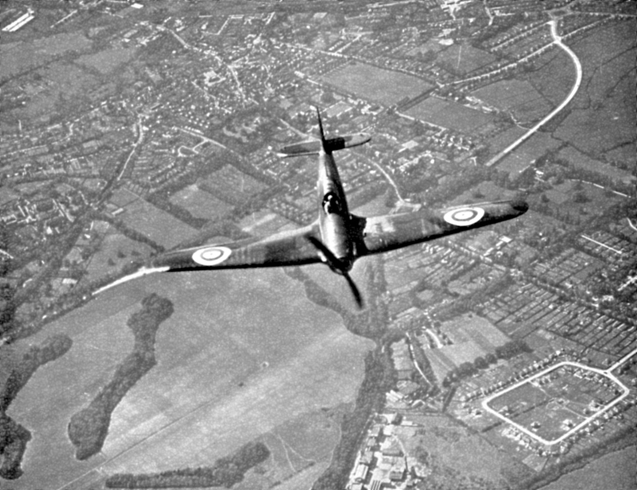 Hawker Hurricane w locie, Bitwa o Anglię, II wojna światowa, 1940 autorstwa Unbekannt