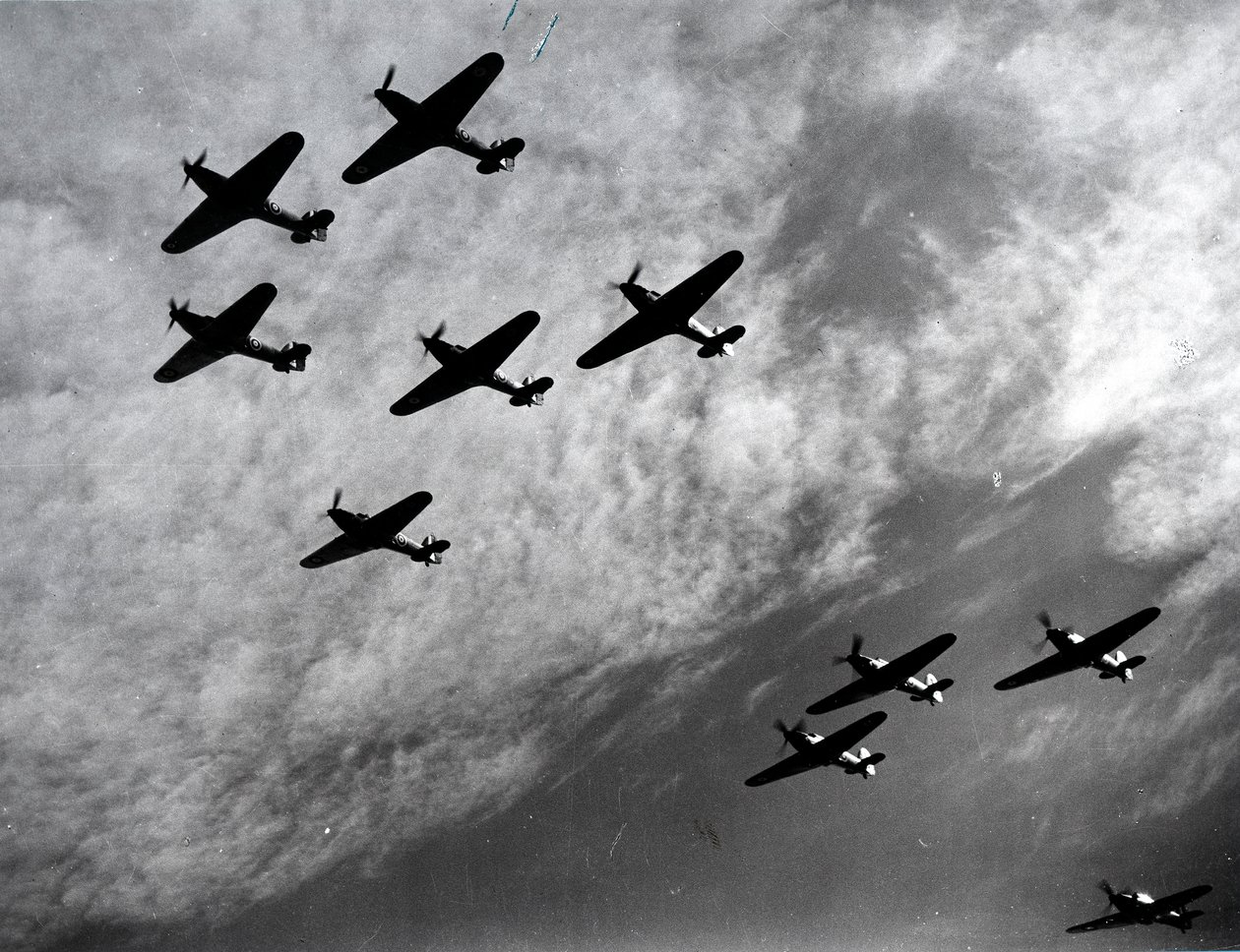 Hawker Hurricane w szyku, Bitwa o Anglię, II wojna światowa, 1940 autorstwa Unbekannt