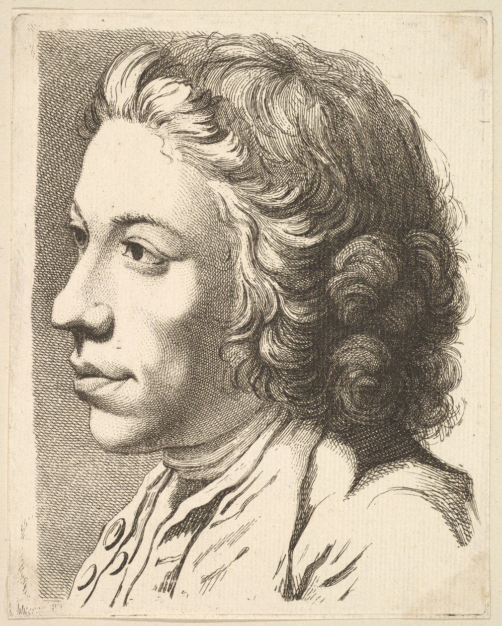 Głowa człowieka z profilu, z Livre de Têtes Gravées dapres F. Boucher et Autres..., XVIII wiek. autorstwa Unbekannt