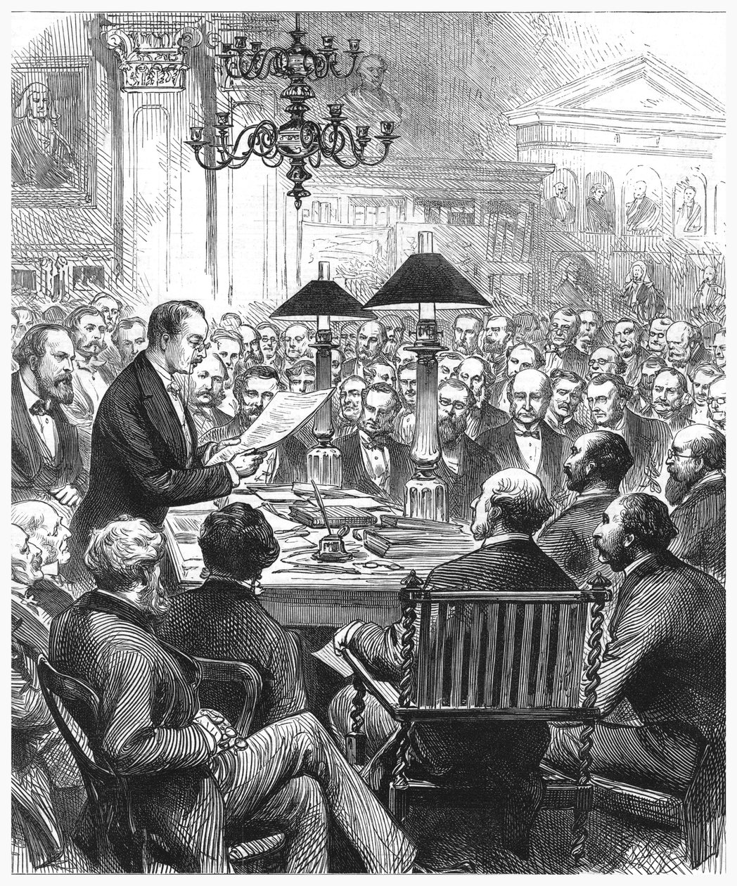 Heinrich Schliemann z wykładem w Londynie, 1877 autorstwa Unbekannt