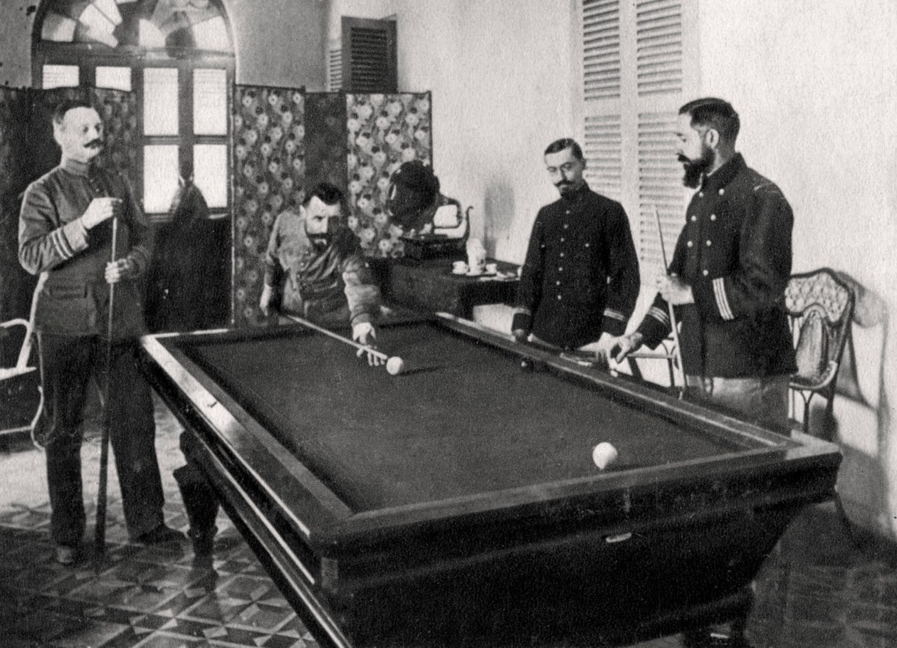 Henri Gouraud, francuski żołnierz, gra w bilard, 1895 autorstwa Unbekannt