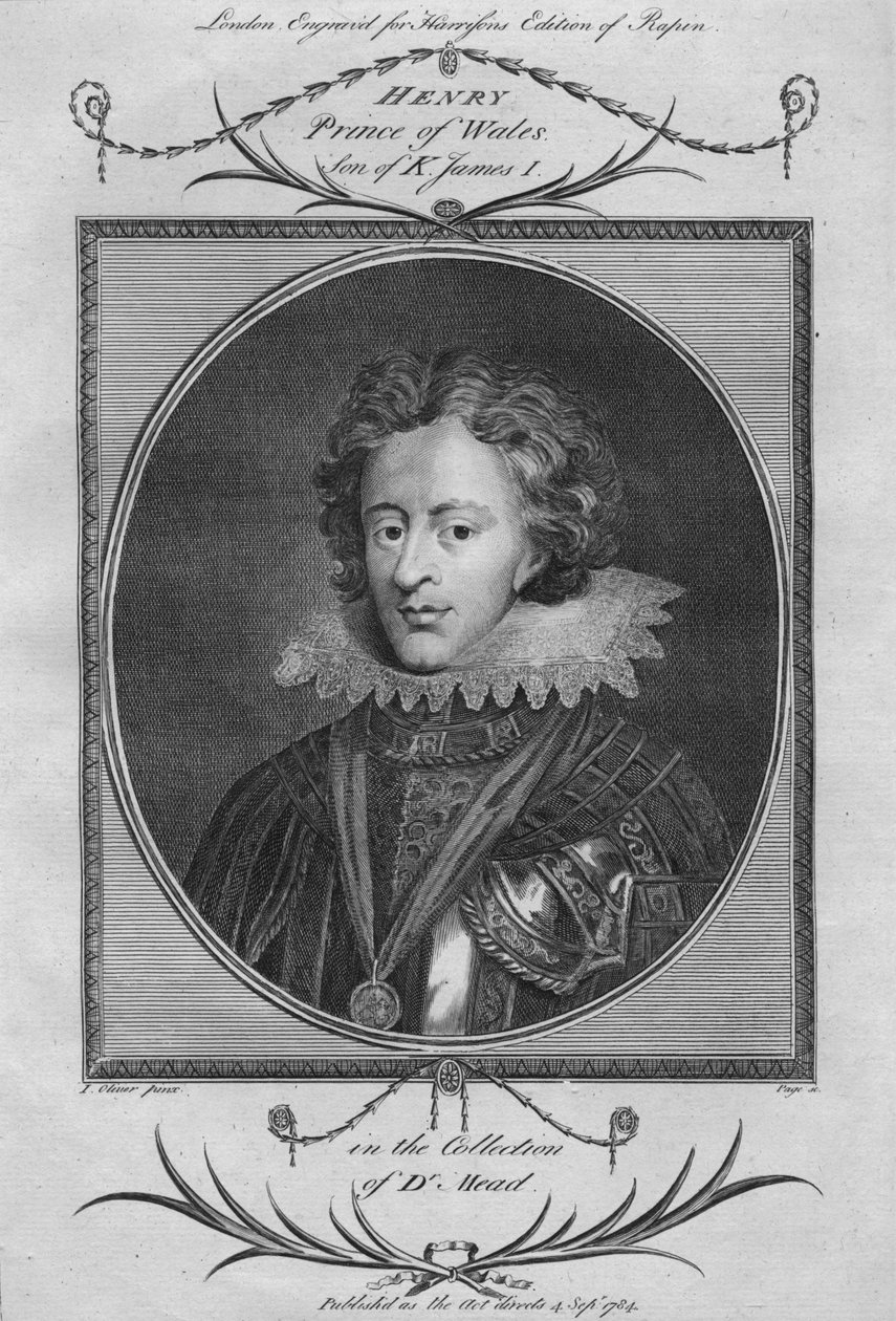 Henryk, książę Walii, syn króla Jakuba I, 1784. autorstwa Unbekannt