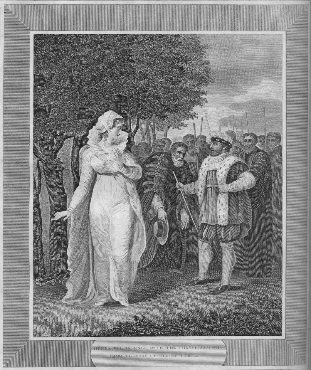Henryk VIII wściekły na kanclerza, który przyszedł pochwycić Catherine Parr, 1838 r. autorstwa Unbekannt