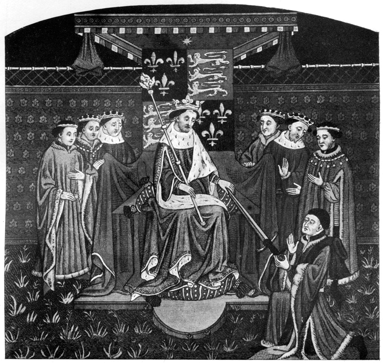 Henryk VI przedstawiający miecz Johnowi Talbotowi, hrabiemu Salisbury, c1445, 1910 autorstwa Unbekannt