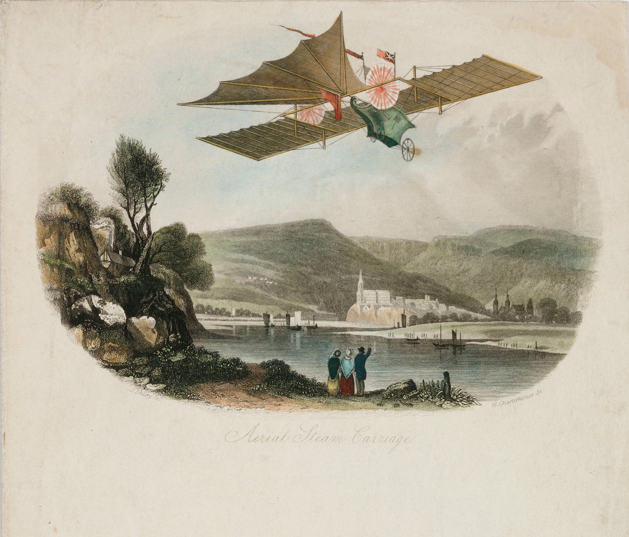 „Powietrzny wagon parowy” Hensona, ok. 1843 r. autorstwa Unbekannt