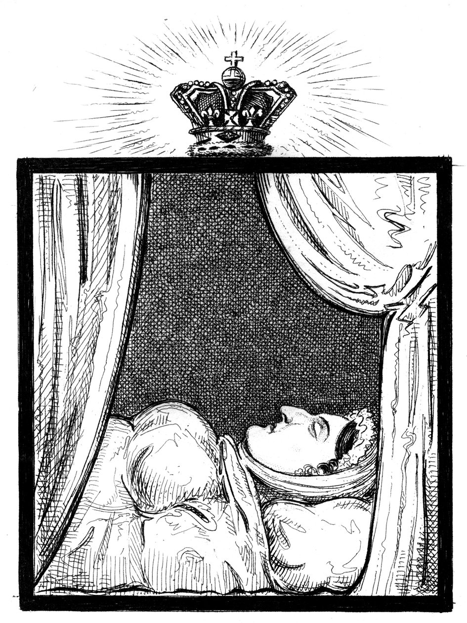 Jej Królewska Mość Królowa Karolina, gdy pojawiła się kilka godzin po jej śmierci, ok. 1821 r. autorstwa Unbekannt