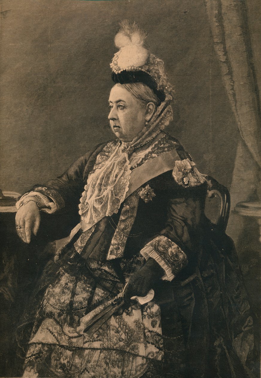 Jej Wysokość Królowa w sukni noszonej podczas obchodów jubileuszu w opactwie westminsterskim, 1887 autorstwa Unbekannt