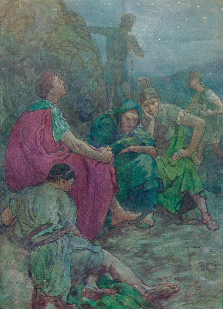Tu, osłonięty stromymi klifami, usiadł na spoczynek, ok. 1912 r. 1912 r. autorstwa Unbekannt