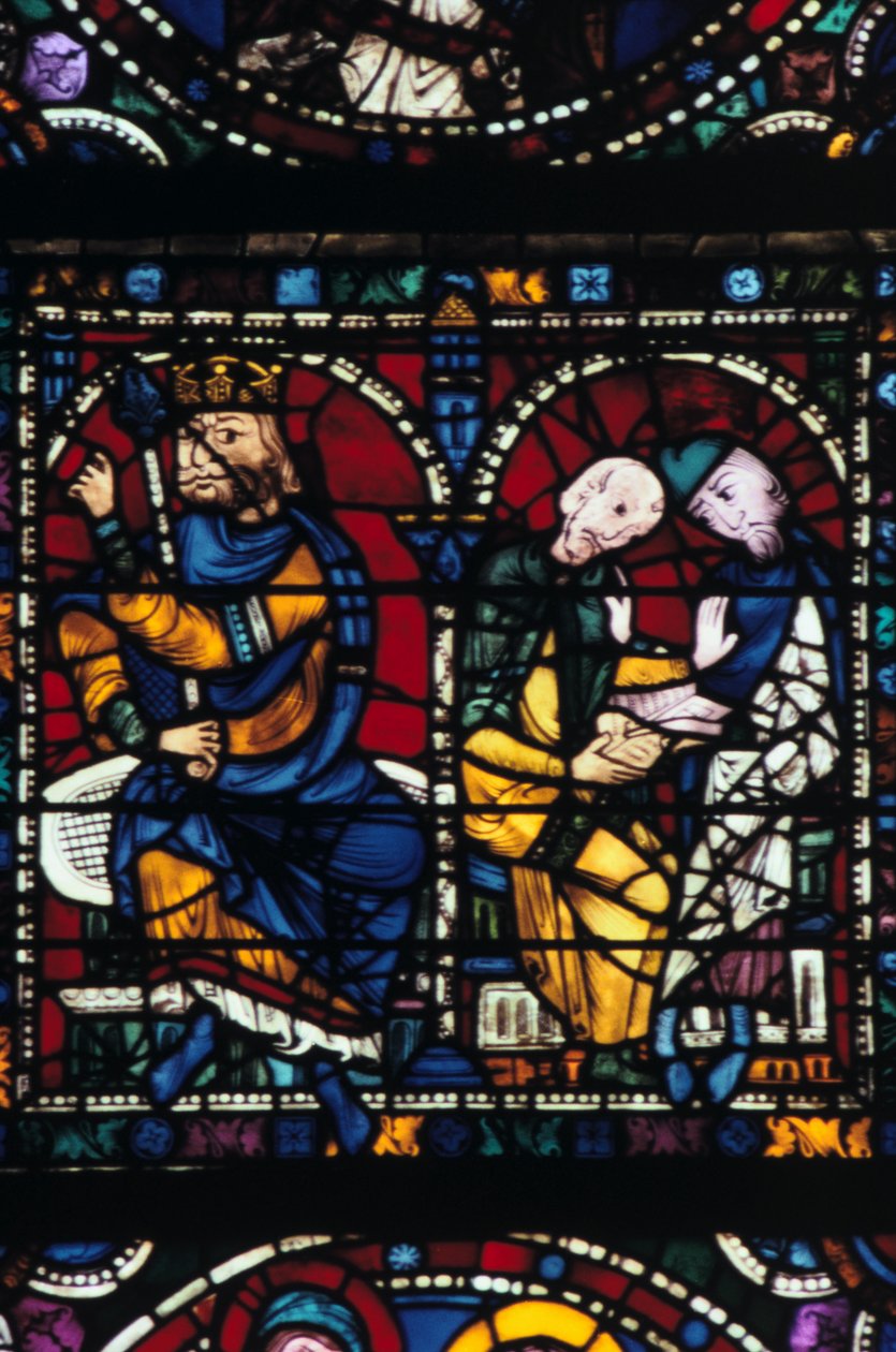Herod i jego doradcy, witraż, katedra w Chartres, Francja, 1145-1155 autorstwa Unbekannt