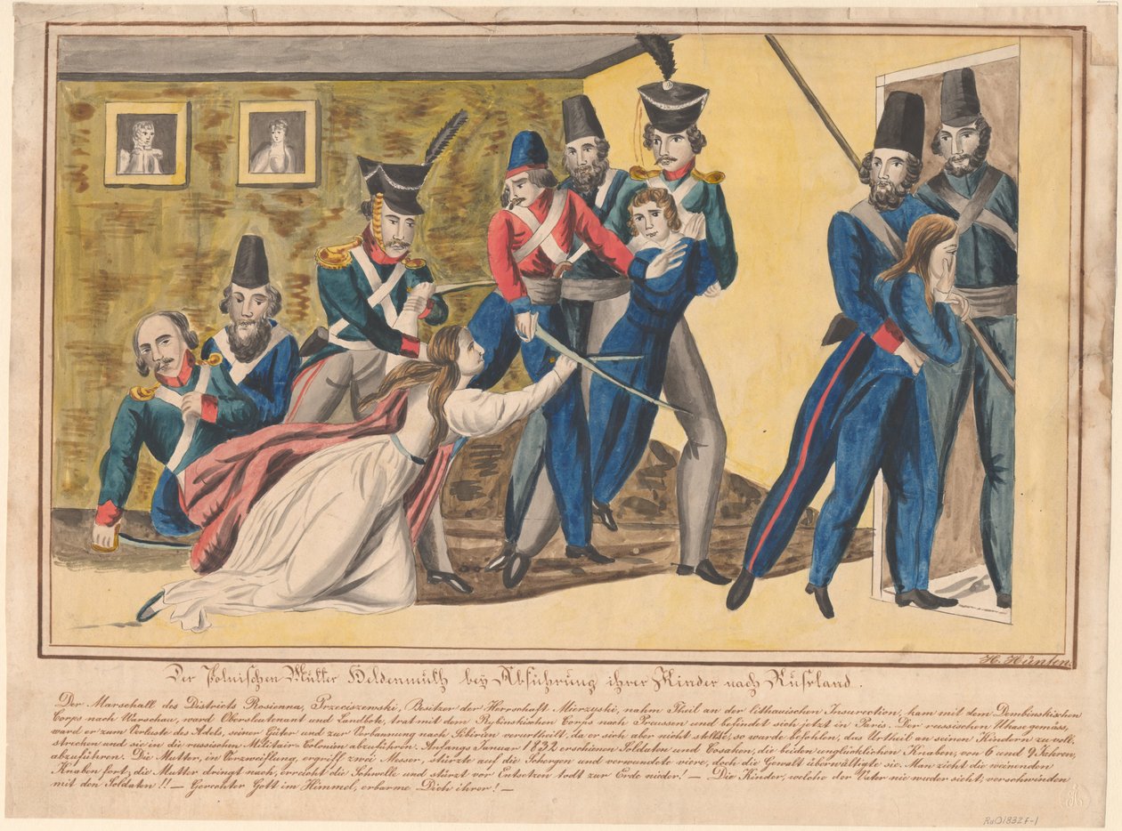 Bohaterstwo matek polskich podczas konwojowania dzieci do Rosji, 1832 autorstwa Unbekannt