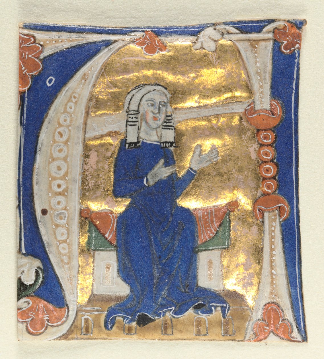 Historyczny inicjał A wycięty z Biblii, 1200s. autorstwa Unbekannt