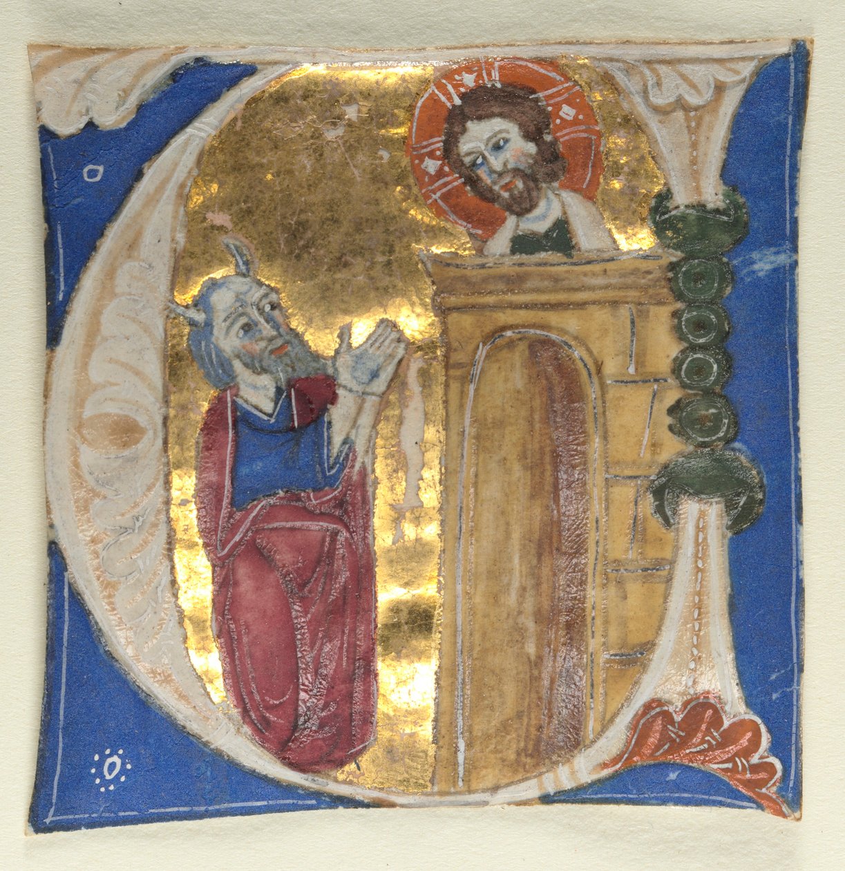 Historyczny inicjał U wycięty z Biblii, 1200s. autorstwa Unbekannt