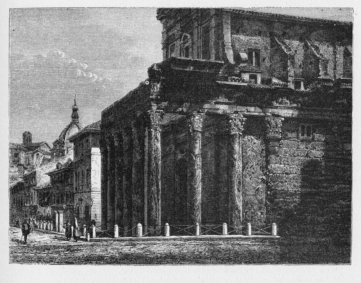 Historia starożytnego Rzymu. Świątynia Antonina i Faustyny to starożytna rzymska świątynia w Rzymie, dostosowana do kościoła San Lorenzo in Miranda. autorstwa Unbekannt