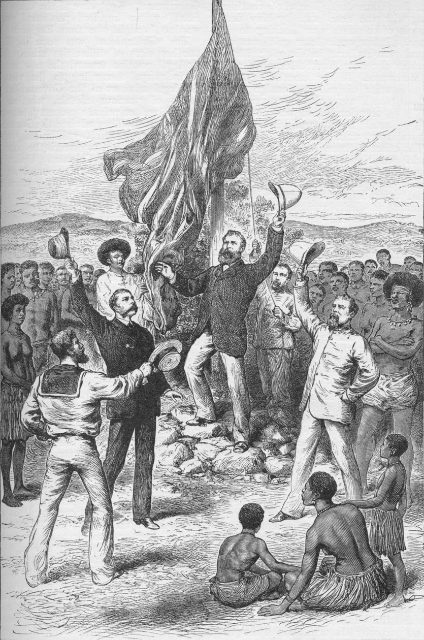 Podnoszenie brytyjskiej flagi w Nowej Gwinei, 1883 1908 autorstwa Unbekannt