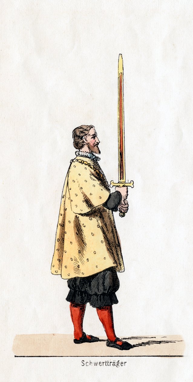 Posiadacz miecza, projekt kostiumu do sztuki Szekspira, Henryk VIII, XIX w. autorstwa Unbekannt