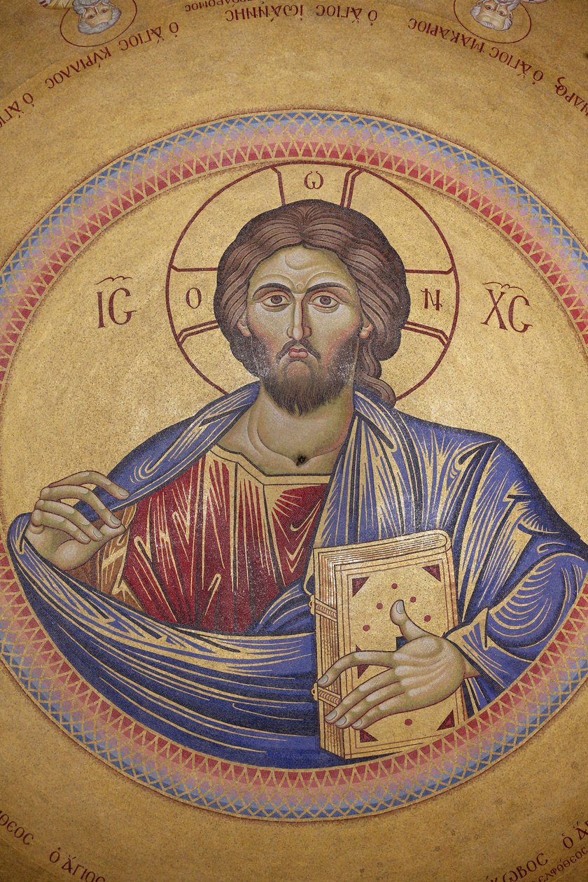 Kościół Grobu Świętego, sufit katolikonu, mozaika Chrystusa Pantokratora, Jerozolima, Izrael autorstwa Unbekannt