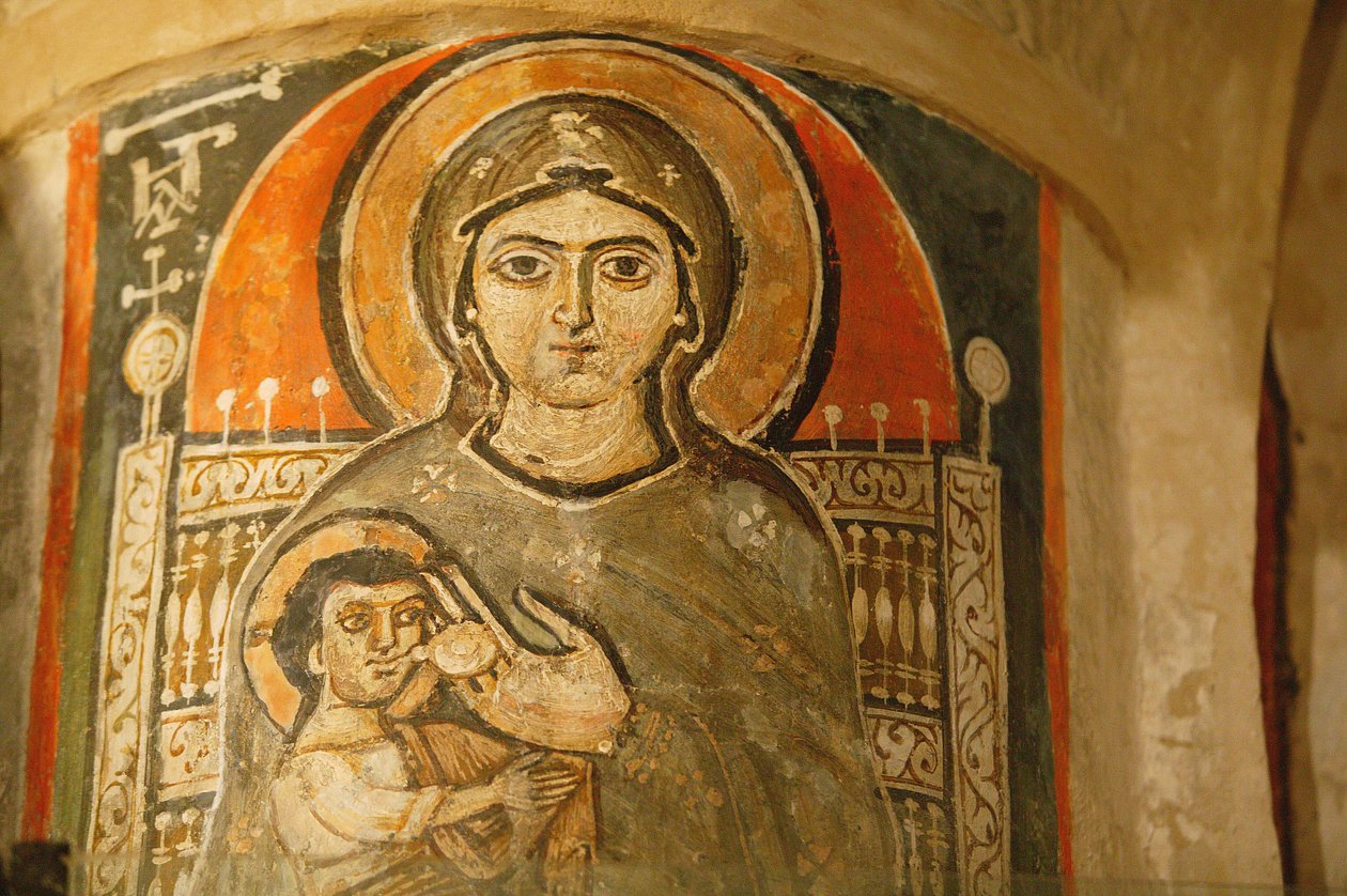 Koptyjski klasztor Najświętszej Maryi Panny i św. Jana Kame Maryja karmiąca Jezusa piersią Egipt autorstwa Unbekannt