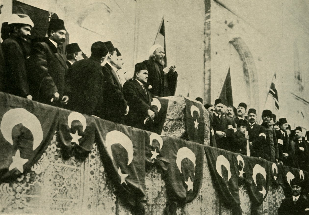 Święta wojna ogłaszana jest w meczecie Fatih w Konstantynopolu, 14 listopada 1914, ok.1920. autorstwa Unbekannt